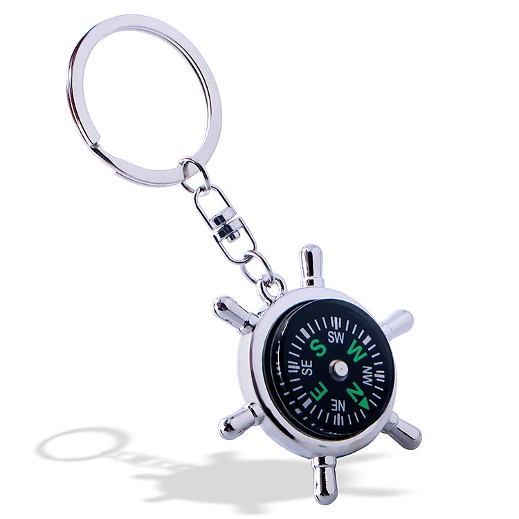 Creatieve Autosleutelhanger met Roer Kompas, een stijlvolle en praktische accessoire, ideaal als cadeau, uniek ontwerp, duurzaam en robuust
