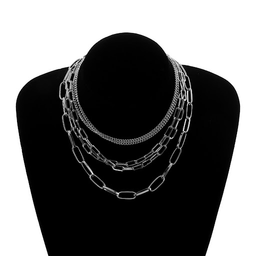 Title 5, Fashion Geometric Multilayer Square Chain Neckl...