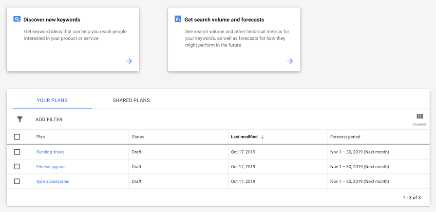 New In Keyword Planner: Multiple Plans And Plan Sharing - Google Ads Help