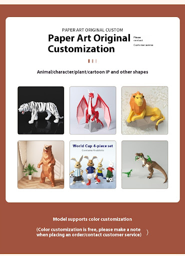 Title 3, Cat Series Creative Paper Model Handmade Origam...