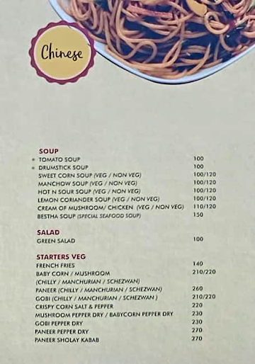 Sindhu Deluxe menu 