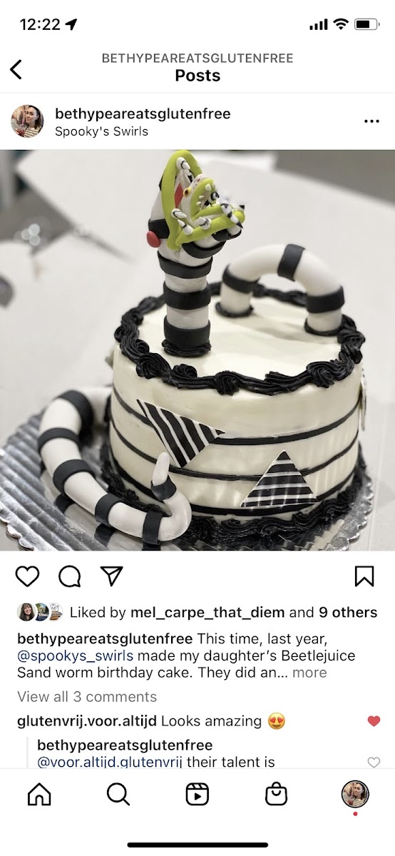 My daughter's Beetlejuice birthday cake. Not only was it beautiful but it tasted amazing!