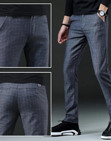 Plaid British men's casual pants - 1