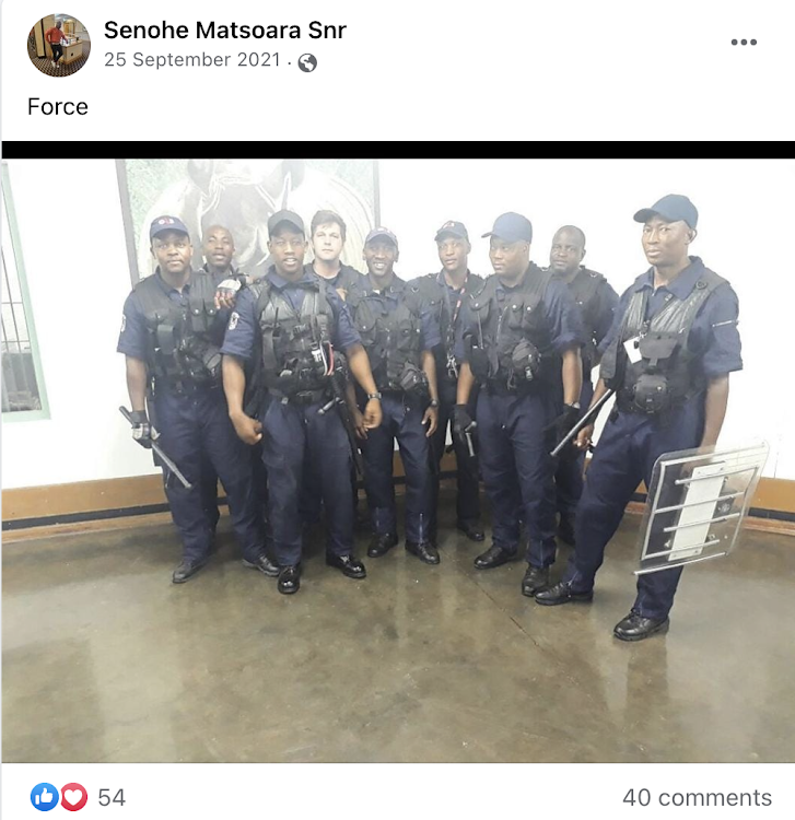 Matsoara posted this picture of himself and his colleagues posing in their riot gear at G4S nine months before Bester's escape.