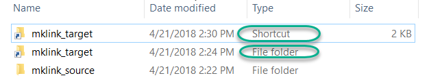 shortcut vs symbolic link icon