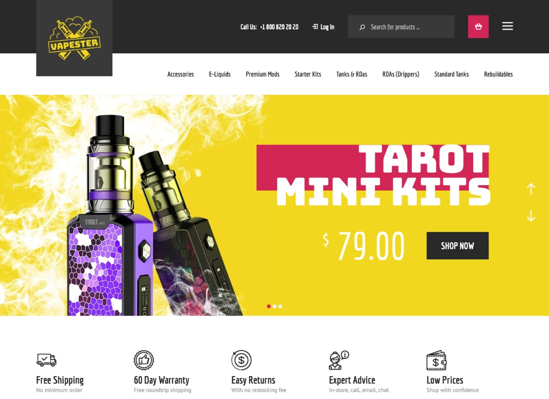 Vapester |  Tienda de cigarrillos creativos y tienda de vapeo Tema WooCommerce