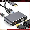 Bộ Chuyển Đổi Âm Thanh / Video 4 Trong 1 Type - C Sang Hdmi 4K Vga Usb 3.0 Pd Hub