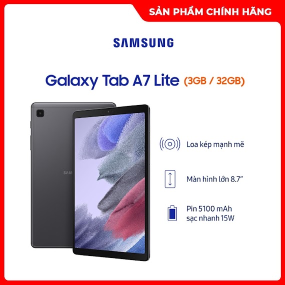 Máy Tính Bảng Samsung Galaxy Tab A7 Lite - Mediatek 8 Nhân, 3Gb/32Gb