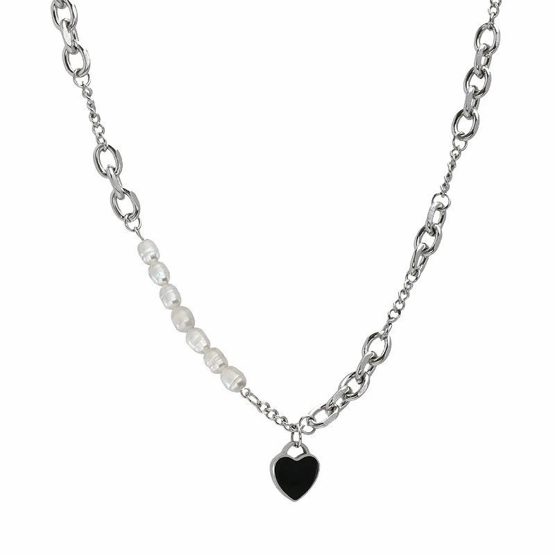 Zoetwaterparel steek liefde hanger ketting, een elegant sieraad dat liefde uitdrukt en perfect is om cadeau te geven.