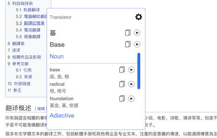 Translator chrome extension