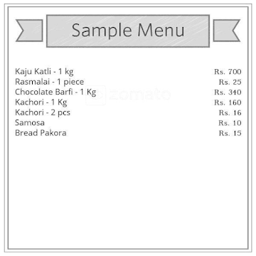 Arora Sweets menu 