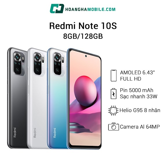 [Mã Elmall3 Giảm 3% Đơn 3Tr] Điện Thoại Xiaomi Redmi Note 10S Chính Hãng - Hoàng Hà Mobile