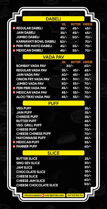 Karnavati Snacks menu 