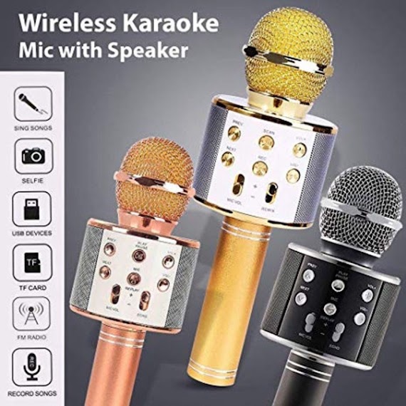 Micro Không Dây Bluetooth [ Bảo Hành 1 Tháng] Tiện Dụng Chất Lượng Cao Ws - 858 Đa Năng 6 Trong 1 Hát Karaoke, 