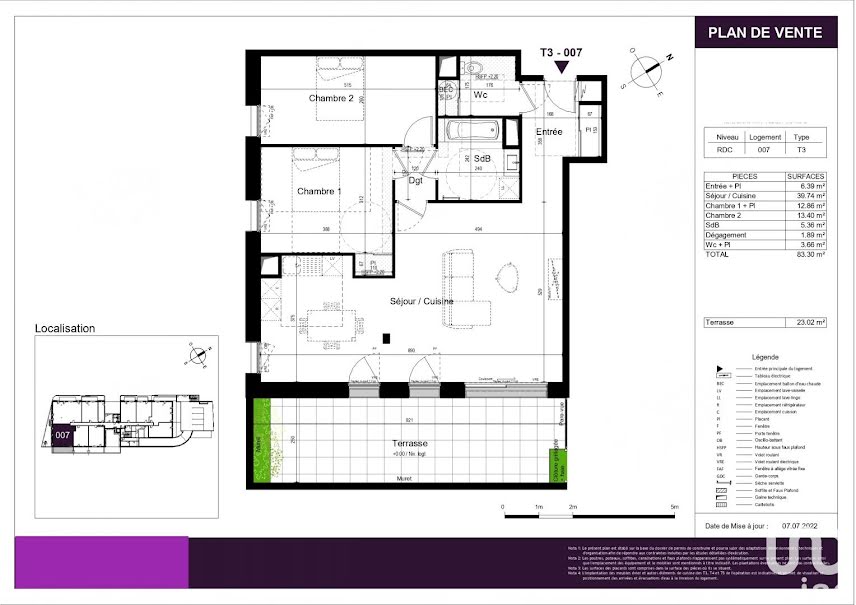 Vente appartement 3 pièces 83 m² à Pléneuf-Val-André (22370), 394 000 €