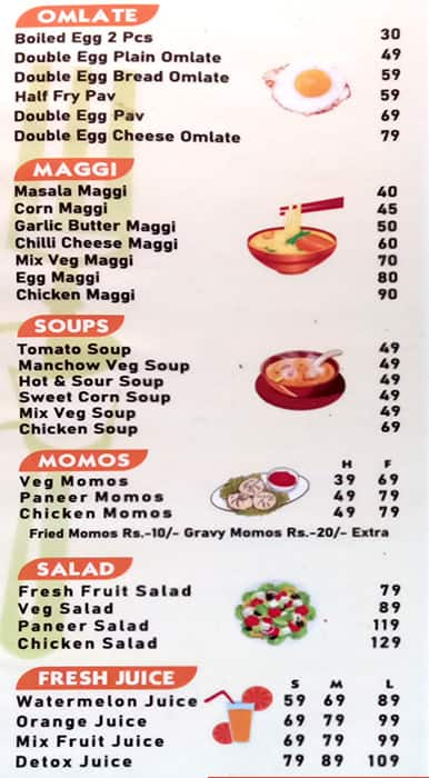 Sunny Spoon Food menu 