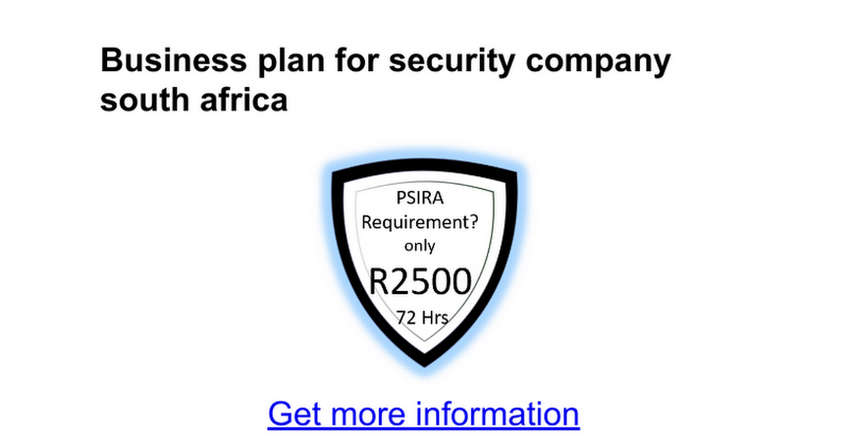 business plan for security company in south africa