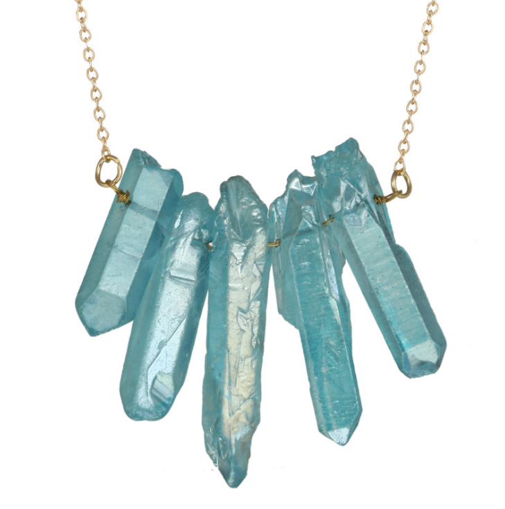 Irregular crystal natural stone multicolor necklace