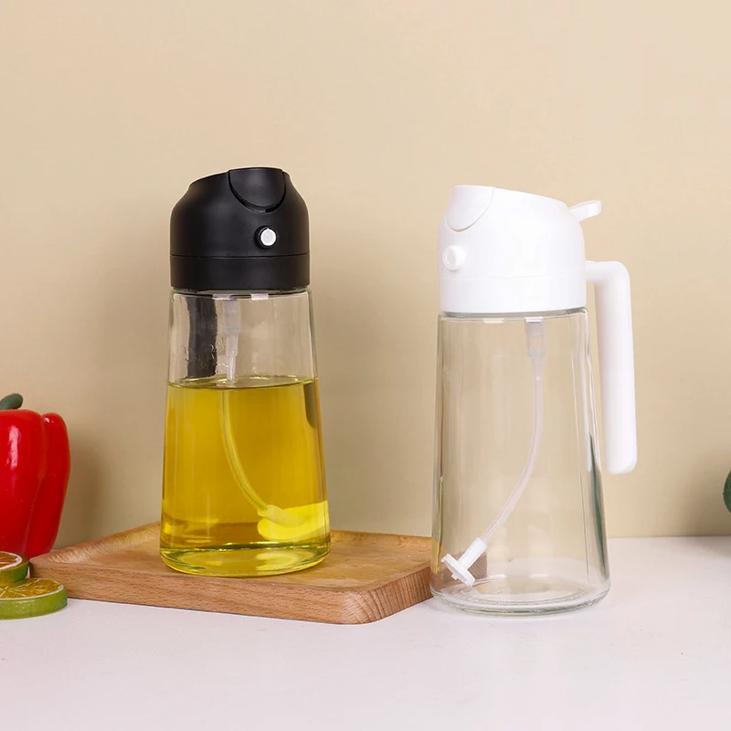 Nieuwe 2-in-1 glazen oliepot keuken sojasaus fles atomiserende fles, ideaal voor nauwkeurig doseren en koken