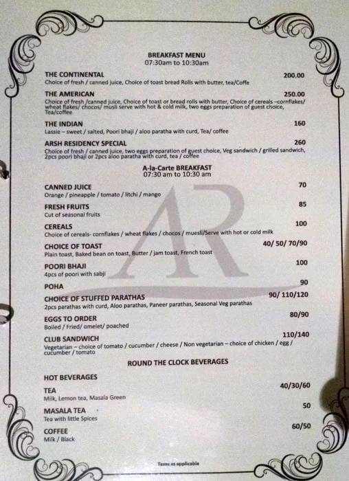 Barbecue - Grand Arsh Residency menu 