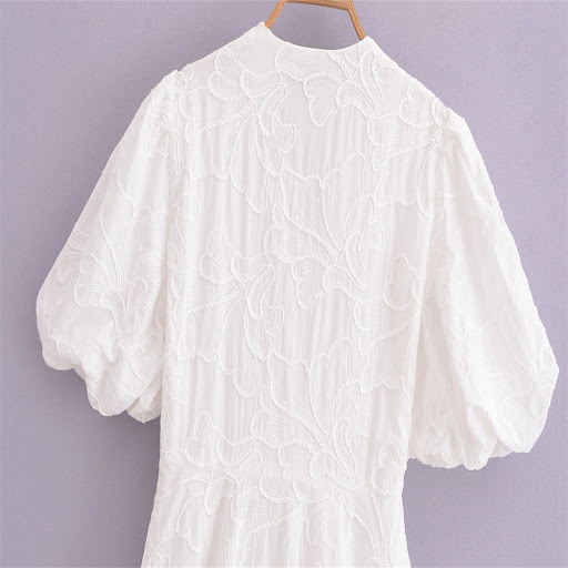 Title 6, Womens Clothing All-match White V-neck Embroid...