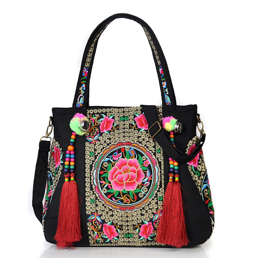 Title 2, Ethnic embroidery shoulder bag Stylish and spac...