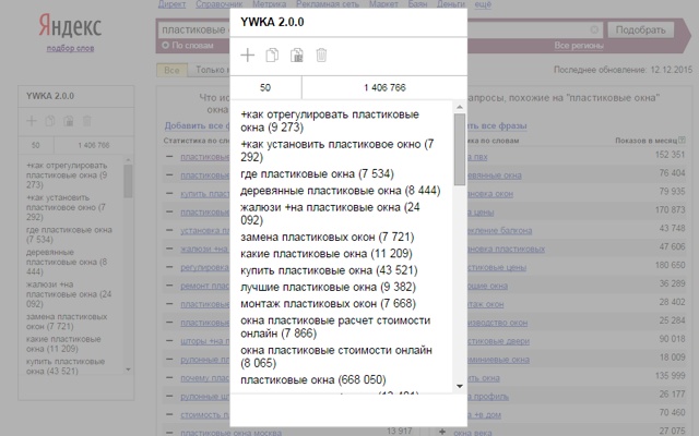 Yandex Wordstat Keywords Add