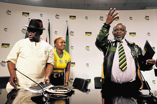 ANC national executive committee members Enoch Godongwana and Lindiwe Zulu, and secretary general Gwede Mantashe. File photo.