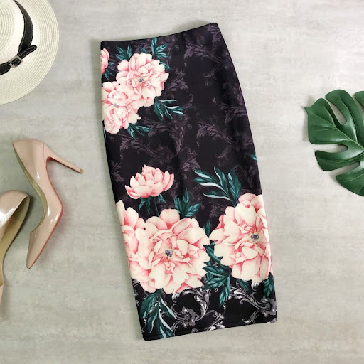 Title 7, Womens Flower Print Over Knee Pencil Skirt wit...