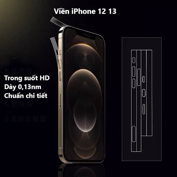 Phim Ppf Hydrogel Bảo Vệ Viền Cho Iphone 12, 12 Mini, 12 Pro, 12Promax, 13, 13Mini, 13Pro, 13 Promax.