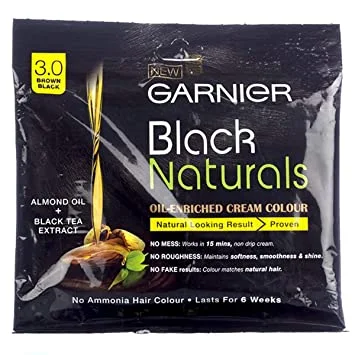 Garnier Black Naturals Oil Enriched 3.0 Brown Black Cream Hair Colour - 49.9 gm