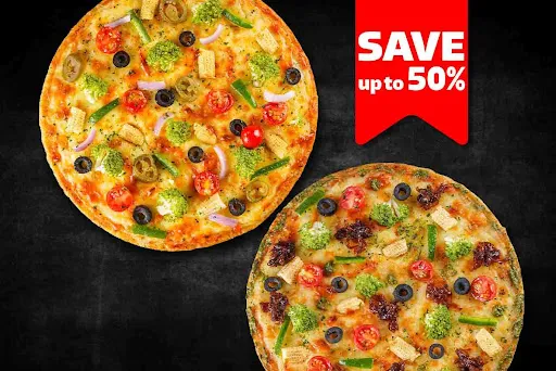 2 Thin Crust Pizzas Starting Onwards 599 (Save Upto 50%)