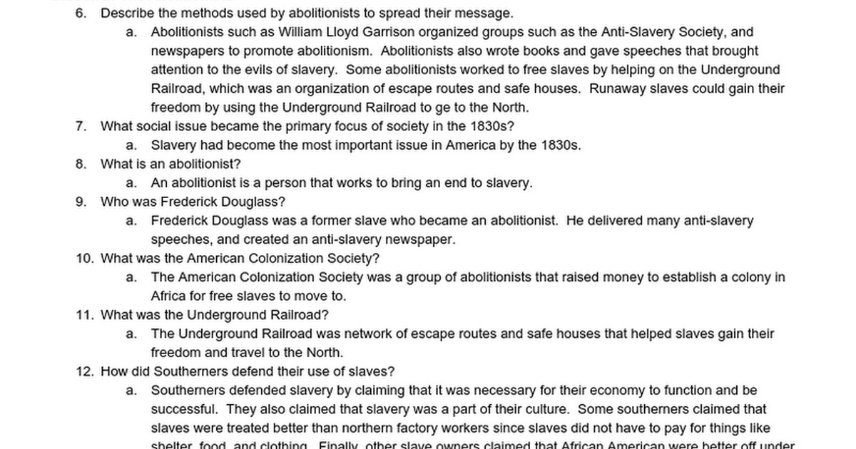 Study Guide The Spirit Of Reform Answers Google Docs