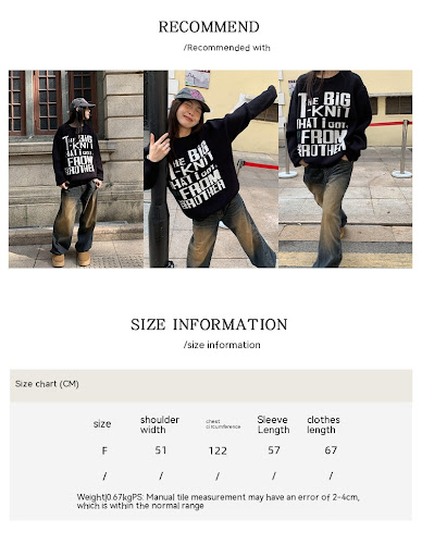Title 1, American Style Loose Lazy Sweater Letter Long-s...