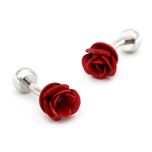 Title 4, French All-match Blue and Red Rose Cufflinks. T...