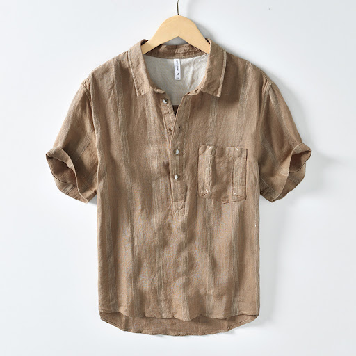 Title 5, Mens Summer Half Sleeve Cotton and Linen Shirt...