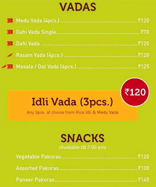 Sagar Ratna menu 