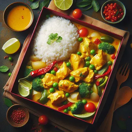 Thai Yello Curry Chicken With Steamed Rice