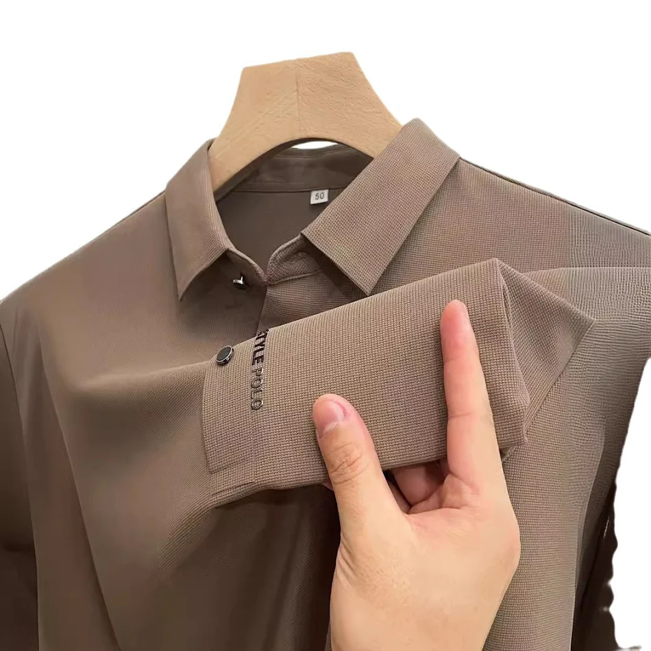 Men's Business Lapel Fashion Long Sleeve Shirt, designed for young and middle-aged men, offering a stylish and professio