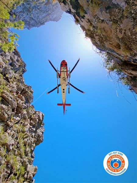 The hiker was rescued from a clifftop ledge high above Camps Bay.