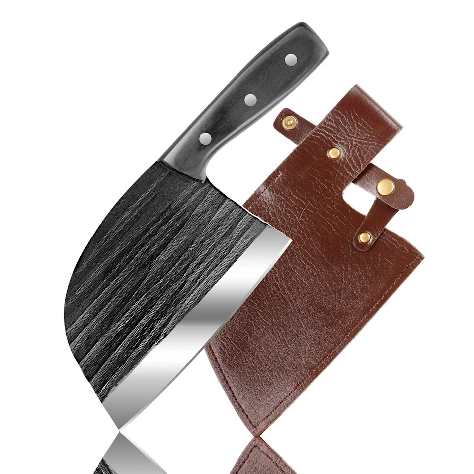 Couteau de cuisine forgé à la main pour chefs, en acier inoxydable. Cleaver pour trancher et hacher, performance et durabilité professionnelles.