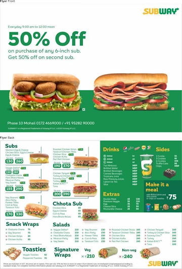 Subway menu 