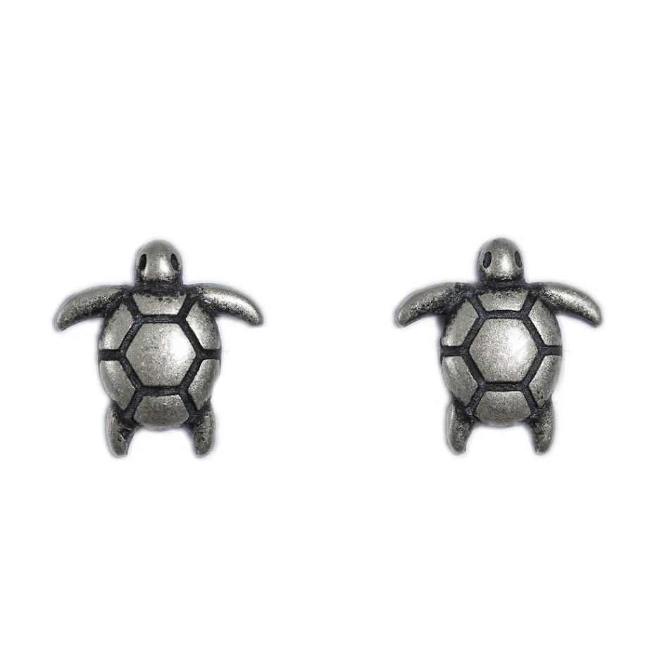 Brincos vintage de prata esterlina S925 com pequena tartaruga marinha, design charmoso e delicado. Adicione um toque de elegância ao seu visual!