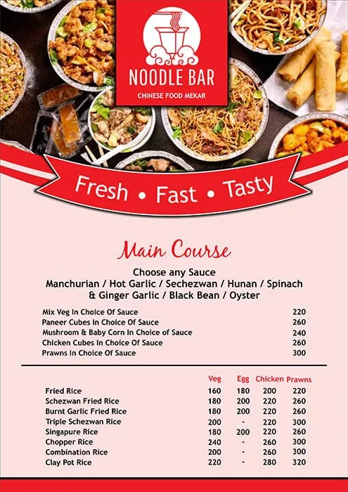 Noodle Bar menu 