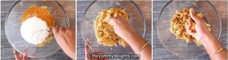 adding sugar powder or boora for making besan ladoo recipe