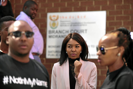 Busisiwe 'Cici' Thwala outside court.