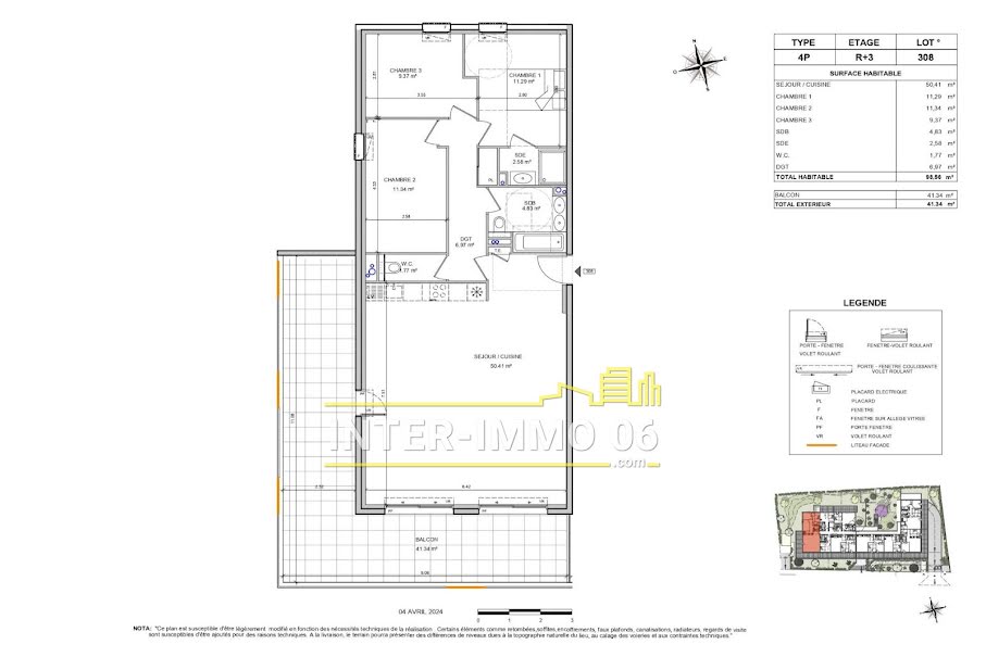 Vente appartement 4 pièces 98.56 m² à Villeneuve-Loubet (06270), 590 000 €