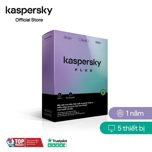 Phần Mềm Diệt Virus Kaspersky Plus 5 Thiết Bị/Năm - Hàng Chính Hãng