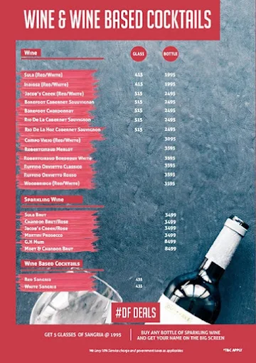 Duty Free - Vayu Bar menu 