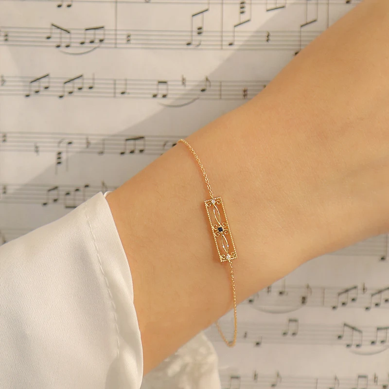 Bracelet Quadrilatère Plaqué Or Argent Sterling S925 Élégance Intemporelle pour Femme Bijou Sophistiqué Cadeau Idéal pour Toutes Occasions